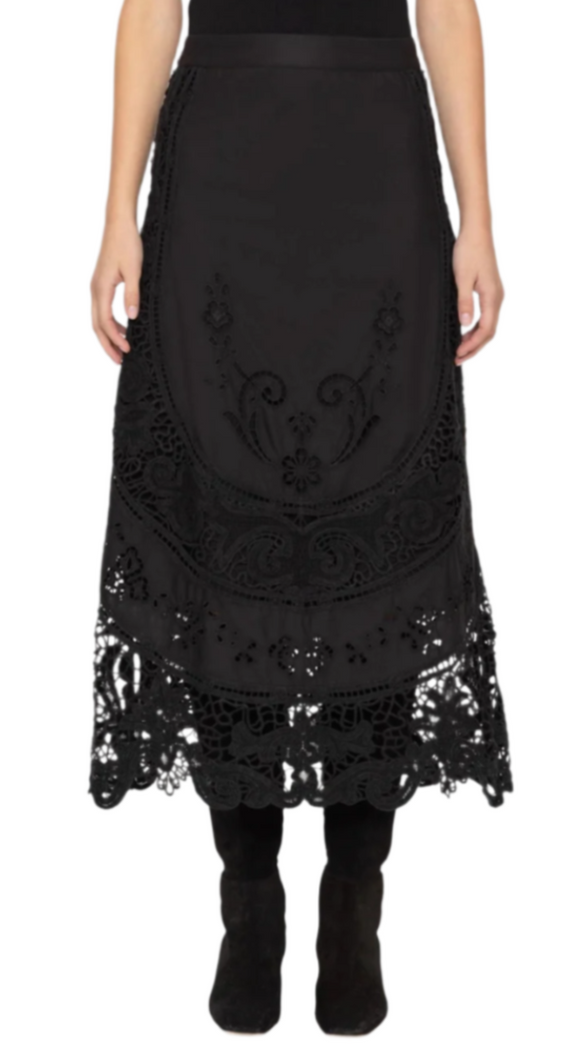 Sea - Gianna Lace Midi Skirt in Black