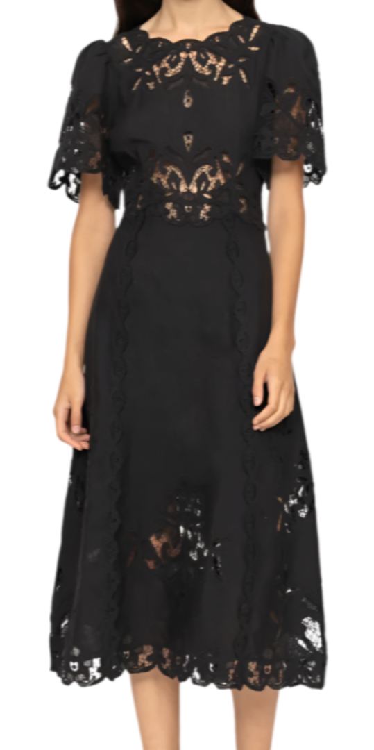 Sea - Gianna Lace Midi Dress in Black