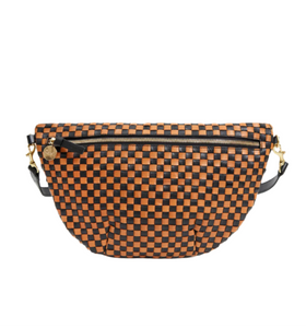 Clare V. - Grande Fanny in Black & Natural Woven Checker