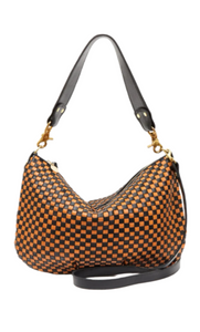 Clare V. - Moyen Messenger in Black & Natural Woven Checker