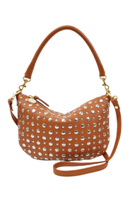 Clare V. - Petit Moyen Messenger in Cuoio Nappa Stud