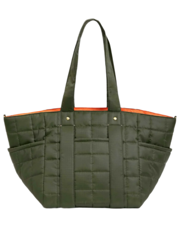 Clare V. - Le Box Tote Sportif in Army Quilted Nylon