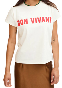 Clare V. - Classic Tee in Cream with Poppy Bon Vivant