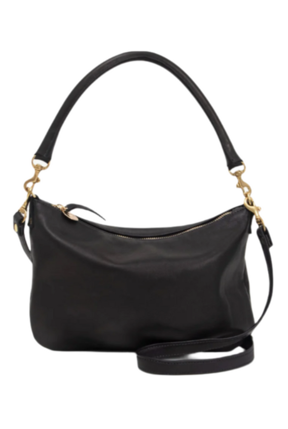 Clare V. - Petit Moyen Messenger in Black Italian Nappa