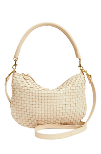 Clare V. - Petit Moyen Messenger in Cream Woven Checker