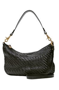 Clare V. - Moyen Messenger in Black Woven Zig Zag