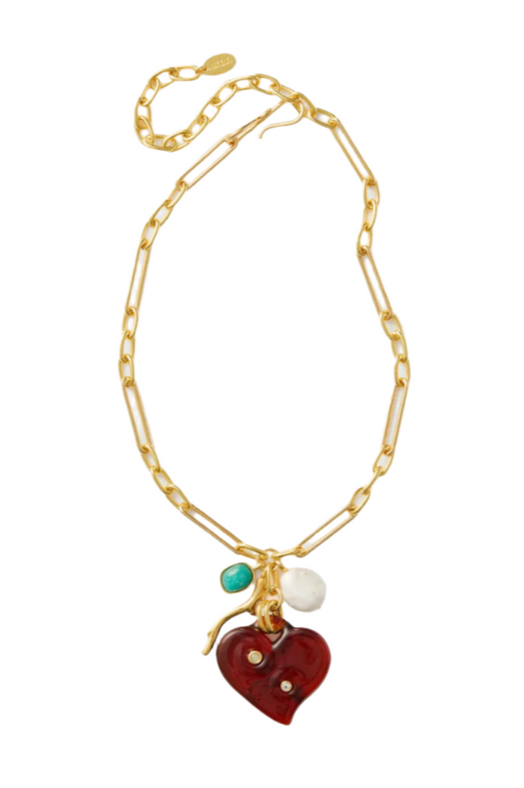 Lizzie Fortunato - Murano Heart Necklace in Multi