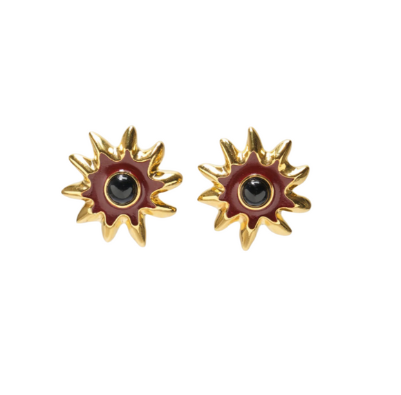 Lizzie Fortunato - Helios Stud Earrings in Burgundy