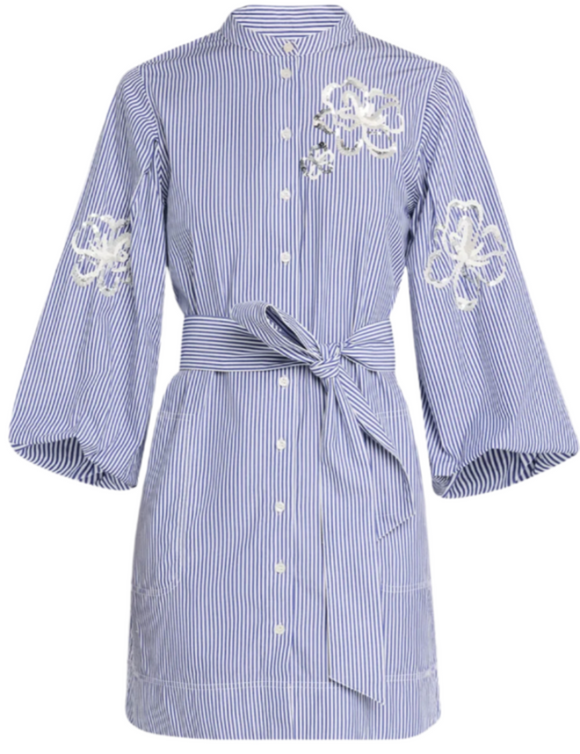 Tanya Taylor - Madelyn Stripe Dress in Blue/Optic White