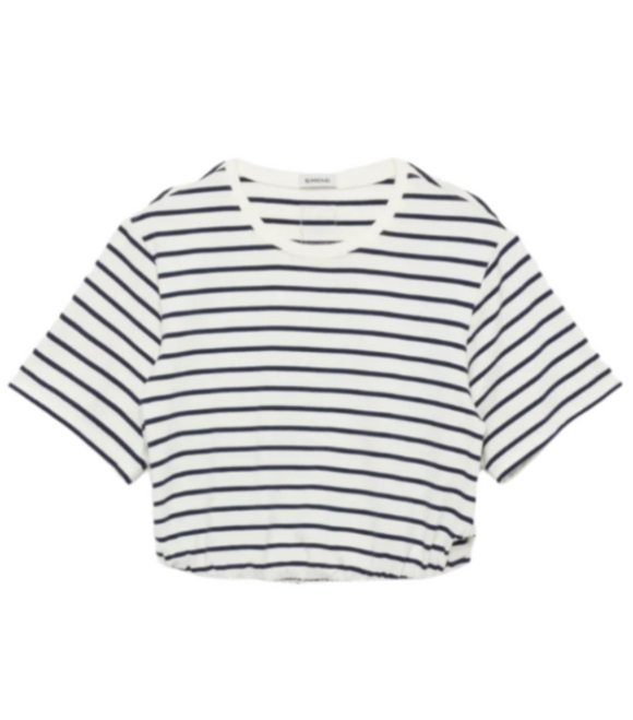 SIMKHAI - Jojo Cropped T-Shirt in Midnight Stripe