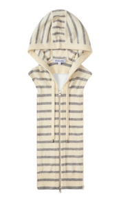 Veronica Beard - Cashmere Hoodie Dickey in Ivory/Heather Grey