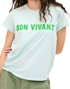 Clare V. - Classic Tee in Sky Blue with Grass Bon Vivant