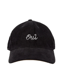 Clare V. - Black Corduroy Baseball Hat with Cream Oui