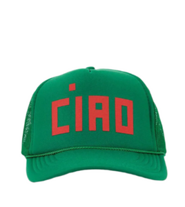 Clare V. - Green Trucker Hat with Poppy Block Ciao