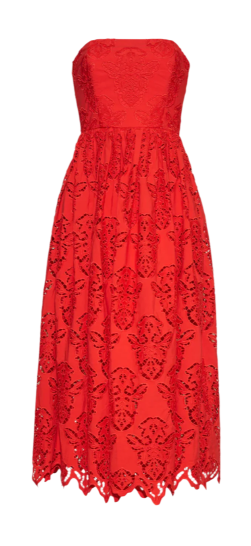 Cara Cara - Torres Dress in Red Embroidered Eyelet