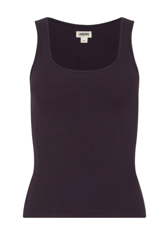 L'AGENCE - Adira Scoop Neck Tank in Dark Malbec