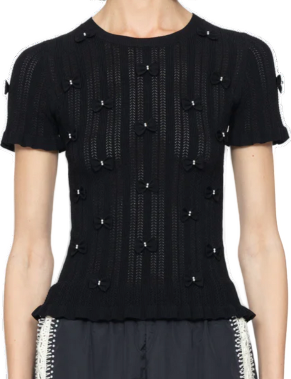 Sea - Alberta Pearl Knit Top in Black