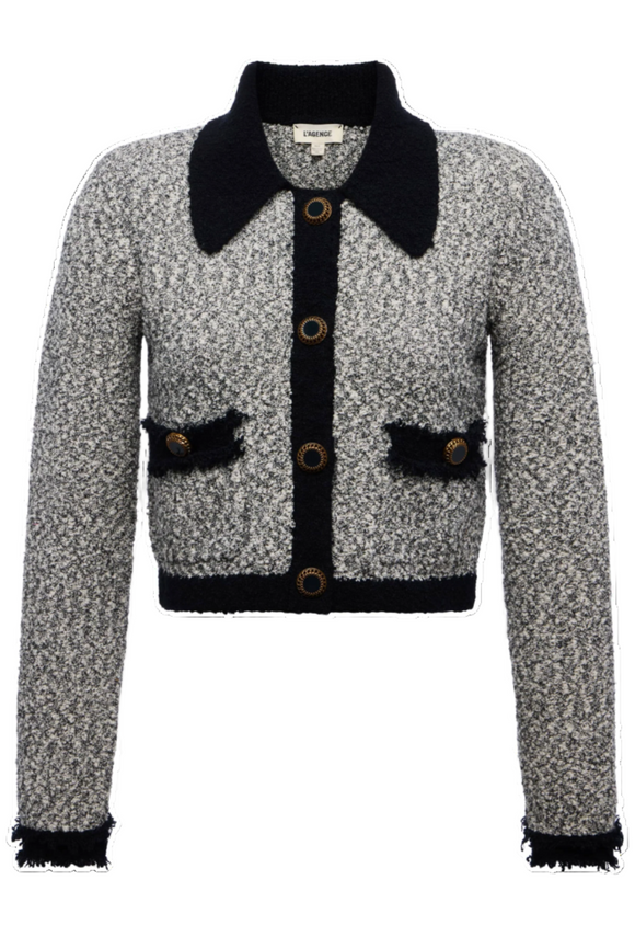 L'AGENCE - Arielle Collared Jacket in White/Black