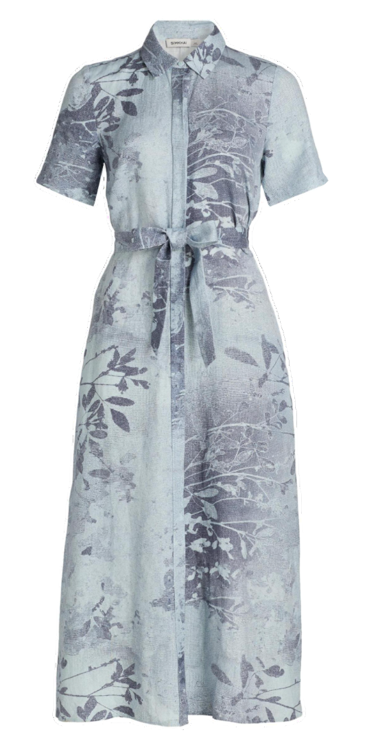 SIMKHAI - Audria Belted Midi Dress in Sky Floral