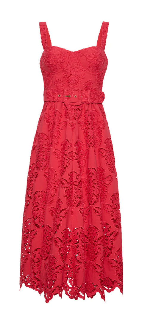 white lace half sleeve dress Hattie Dress in White Lace 4X