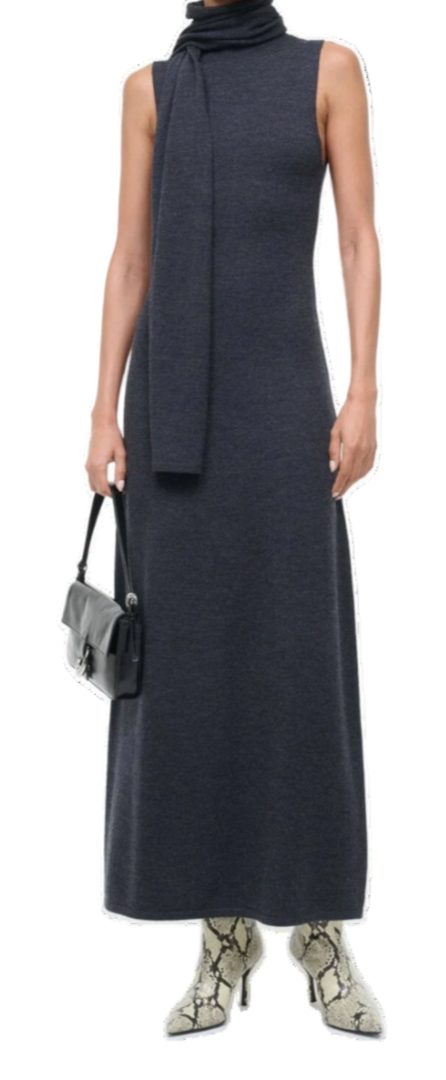STAUD - Canal Midi Dress in Charcoal