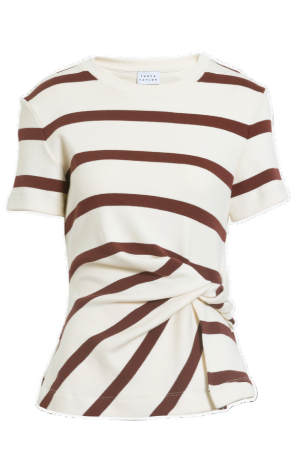 Tanya Taylor - Carlita Top in Cream/Raisin Wide Stripe