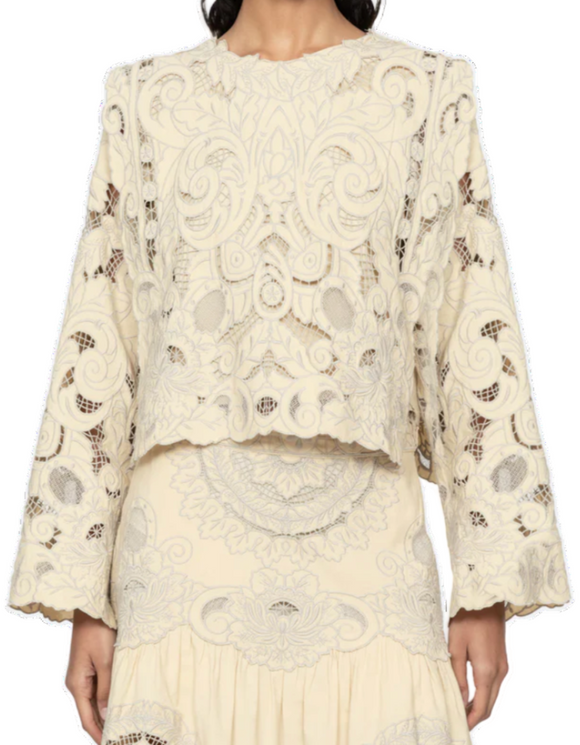 Sea - Ceci Embroidery Top in Cream
