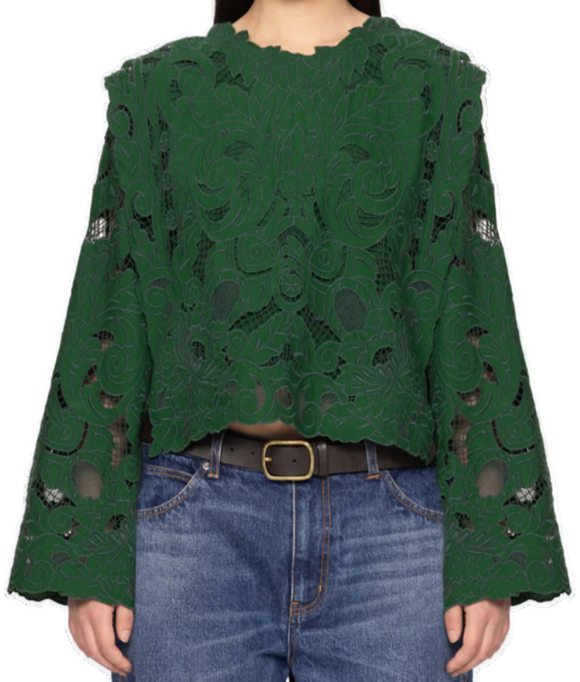 Sea - Ceci Embroidery Top in Green