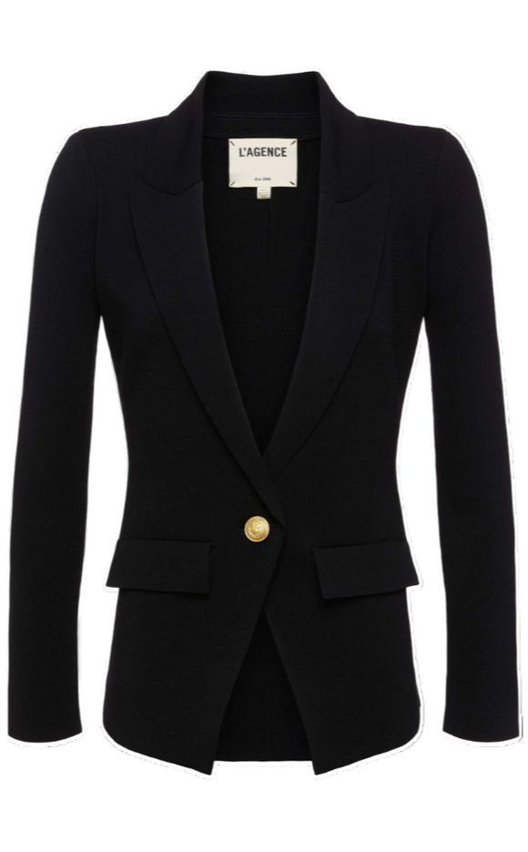 L'AGENCE - Chamberlain Knit Blazer in Black/Gold