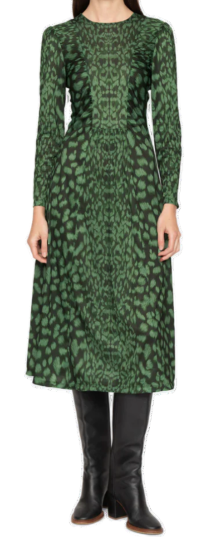 Sea - Claude Print Midi Dress in Green