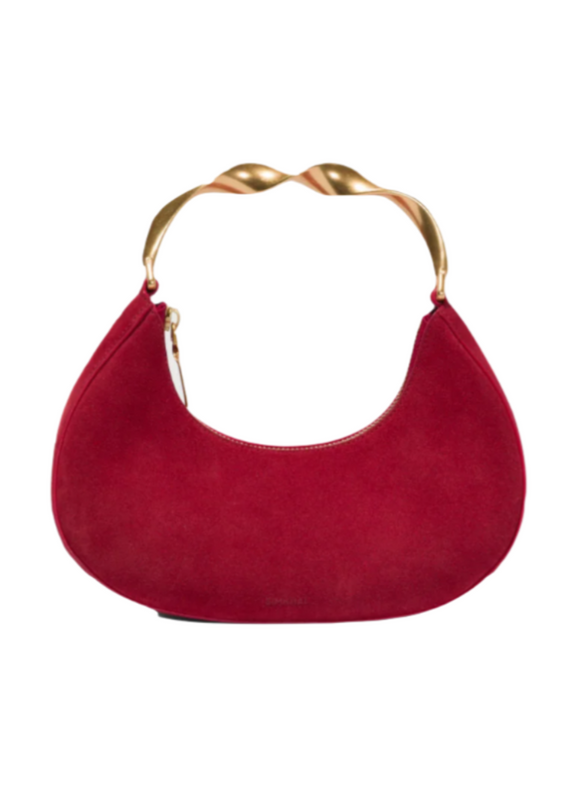 SIMKHAI - Nixi Suede Twist Handle Bag in Crimson