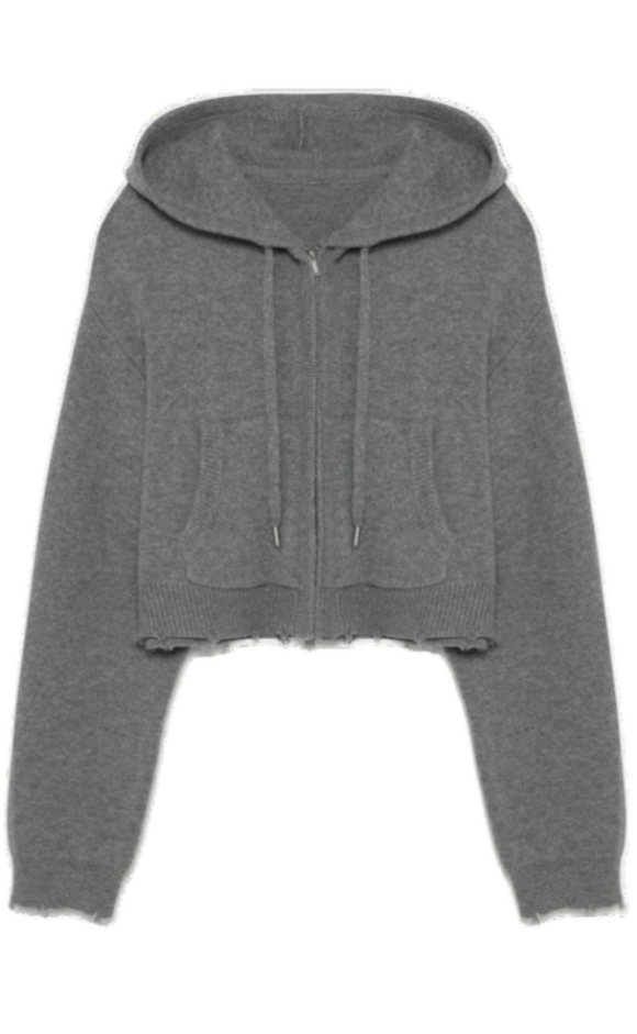 SIMKHAI - Dakota Cropped Hoodie in Heather Grey