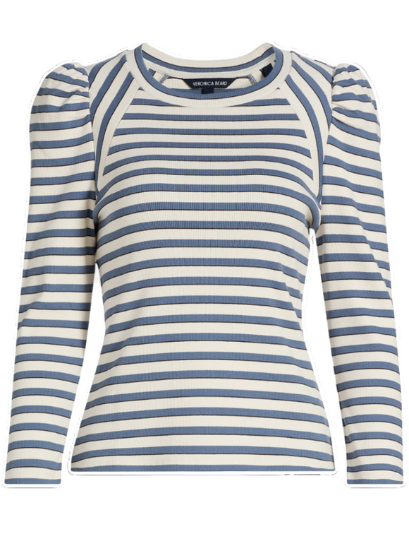 Veronica Beard - Delano Top in Ecru/Ocean/Dark Umber