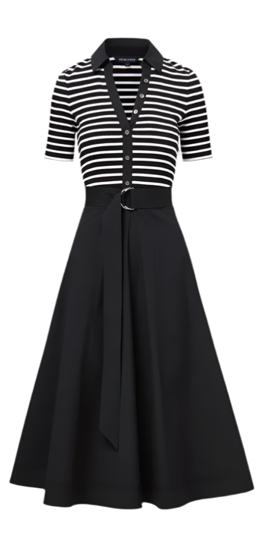 Veronica Beard - Delise Mixed Media Dress in White/Black