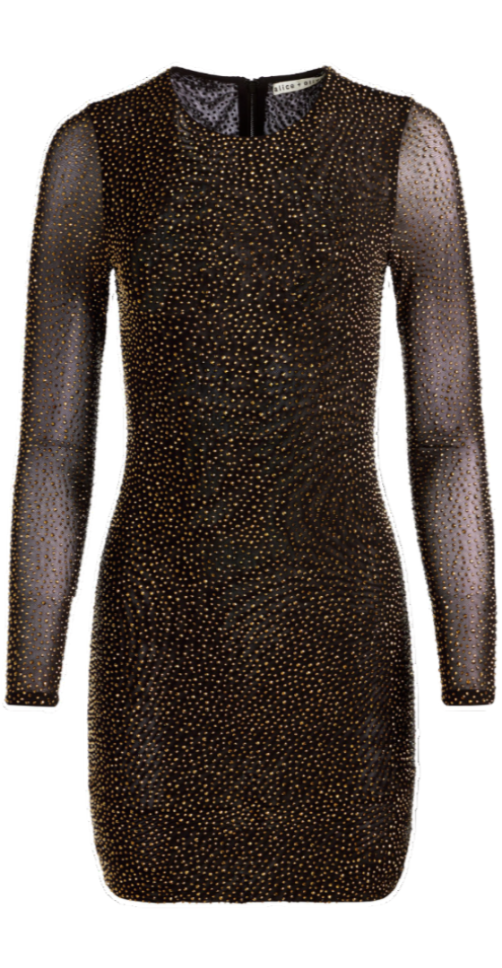 Alice + Olivia - Delora Mini Dress in Black/Dorado
