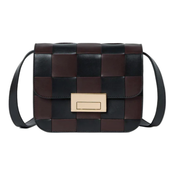 Loeffler Randall - Desi Crossbody with Lock Hardware in Black/Espresso