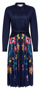 Saloni - Dhyani Dress in Navy/Corsage