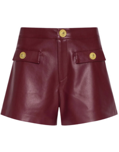 L'AGENCE - Dionne Faux Leather Short in Black Cherry