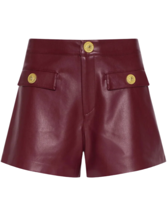 L'AGENCE - Dionne Faux Leather Short in Black Cherry