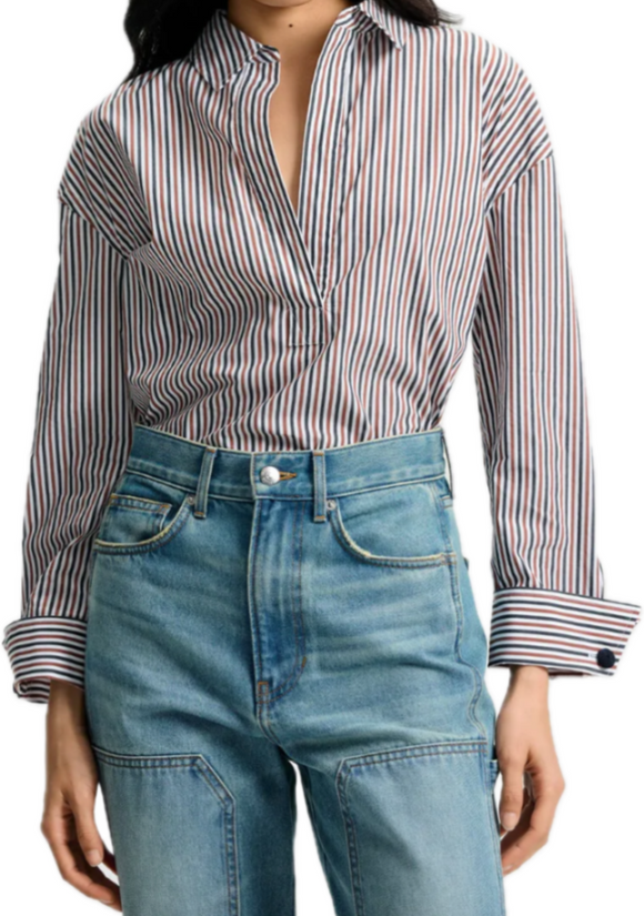 Veronica Beard - Draymond Shirt in Navy/Brandy Multi