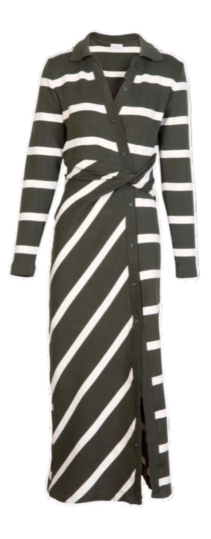 Tanya Taylor - Ellicot Dress in Army/Chalk Wide Stripe
