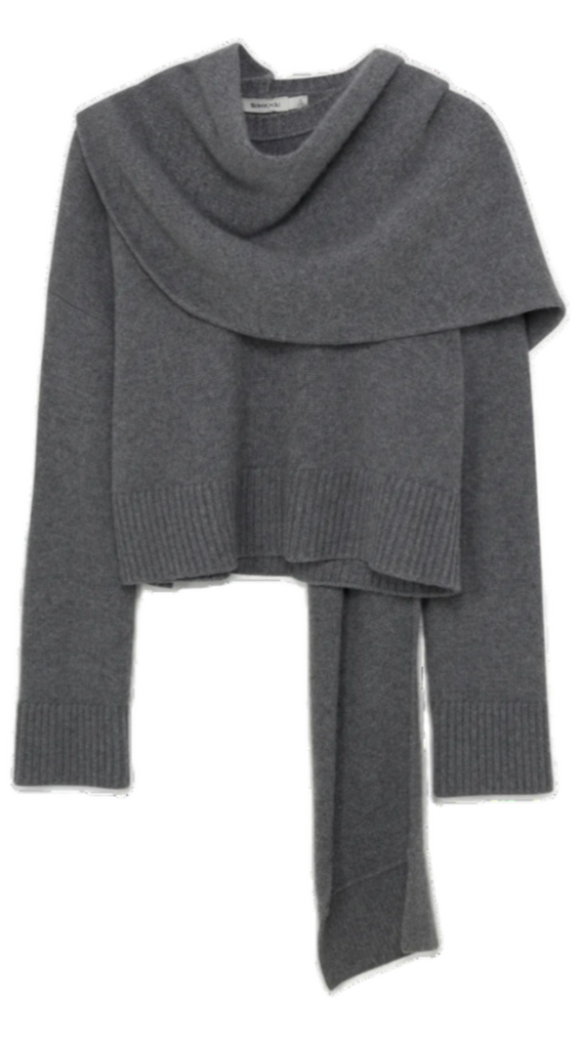 SIMKHAI - Elson Scarf Sweater in Heather Grey