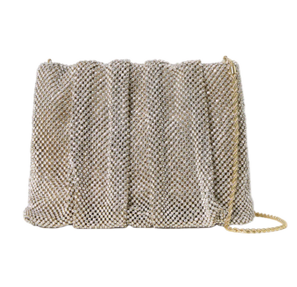 Loeffler Randall - Ember Crystal Gathered Flat Clutch in Gold