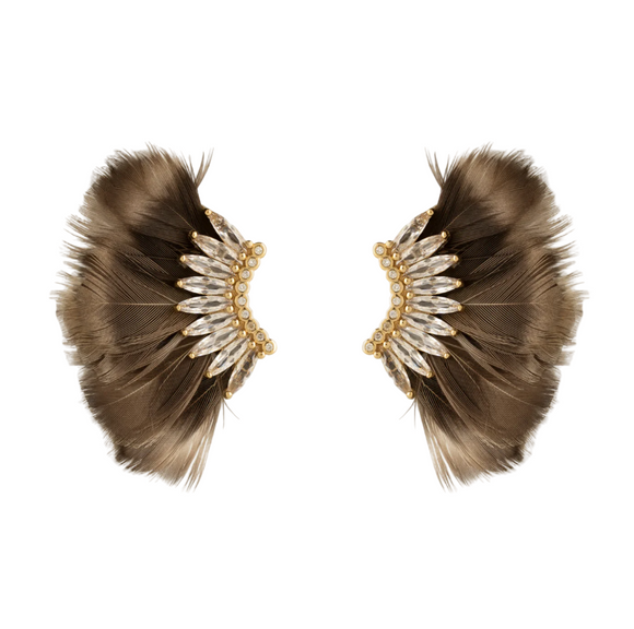 Mignonne Gavigan - Luxe Mini Madeline Feather Earrings in Brown