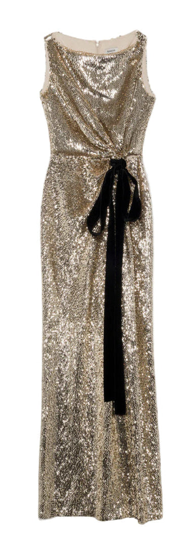 SIMKHAI - Felicity Gown with Bow Tie in Gold Multi