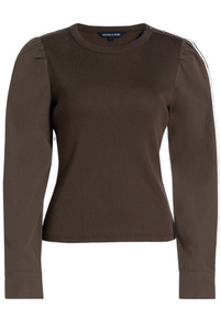 Veronica Beard - Fersia Mixed Media Tee in Dark Umber