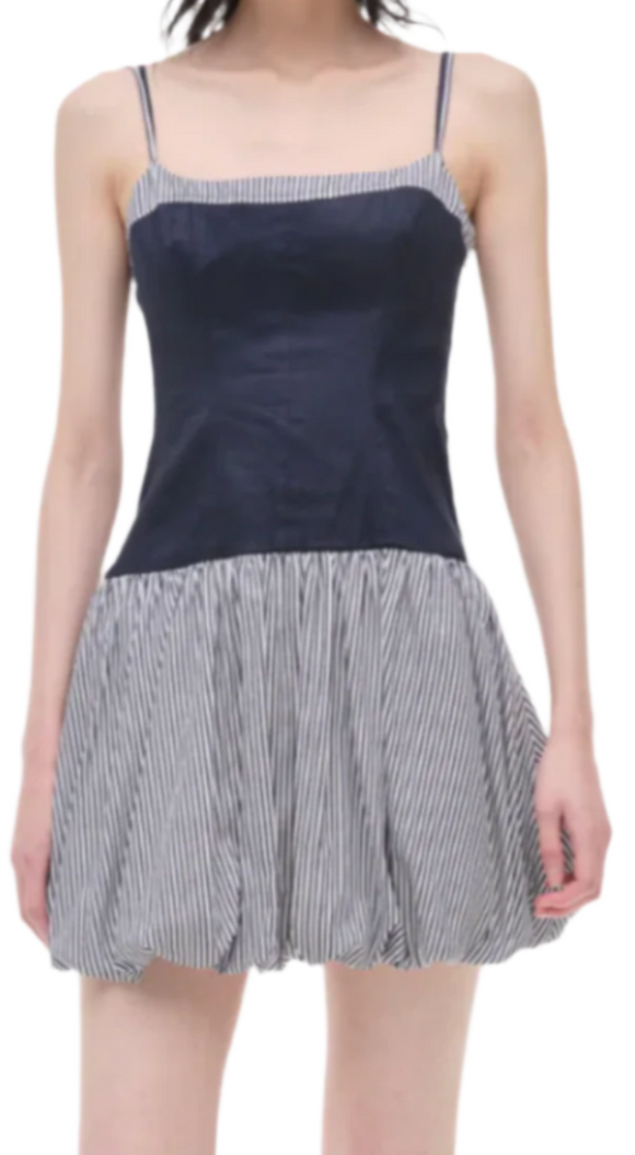 SIMKHAI - Fifi Bubble Mini Dress in Midnight Stripe