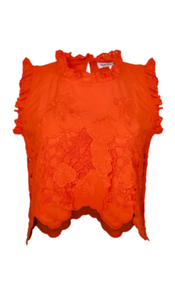 Hunter Bell - Francesca Top in Tangerine Tango Embroidery