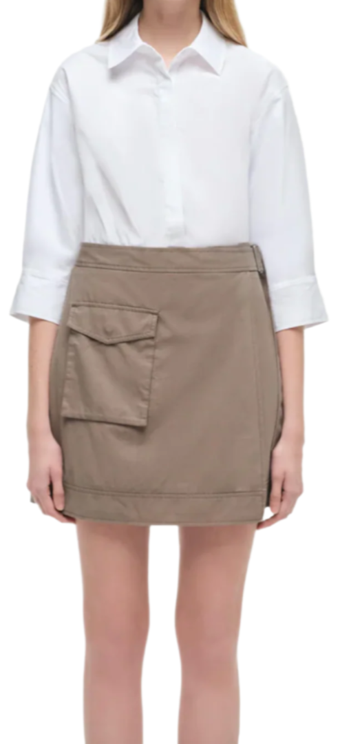 SIMKHAI - Fraser Mini Shirt Dress in Faded Olive Multi
