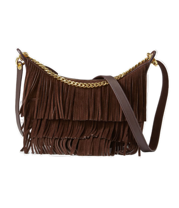 Veronica Beard - Small Suede Fringe Fortune Hobo in Espresso